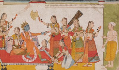 Krishna dando la bienvenida a Sudama, del Bhagavata Purana de Unbekannt Unbekannt